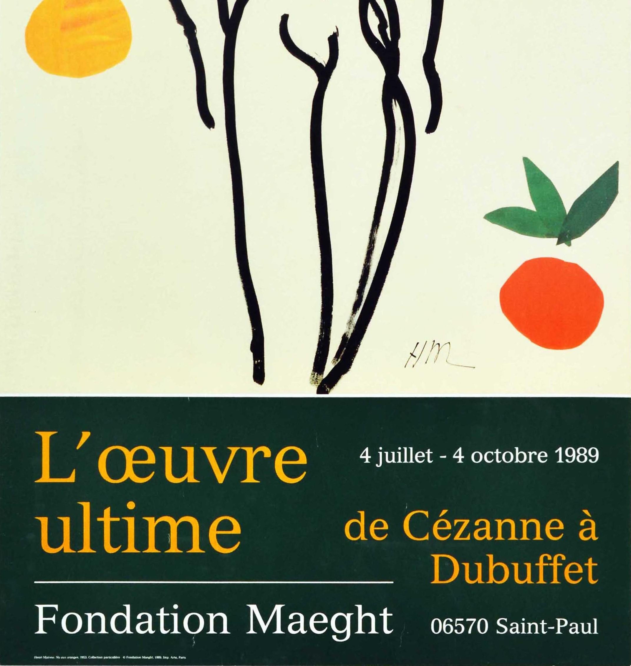 French Original Vintage Exhibition Poster Cezanne To Dubuffet Nude With Oranges Matisse