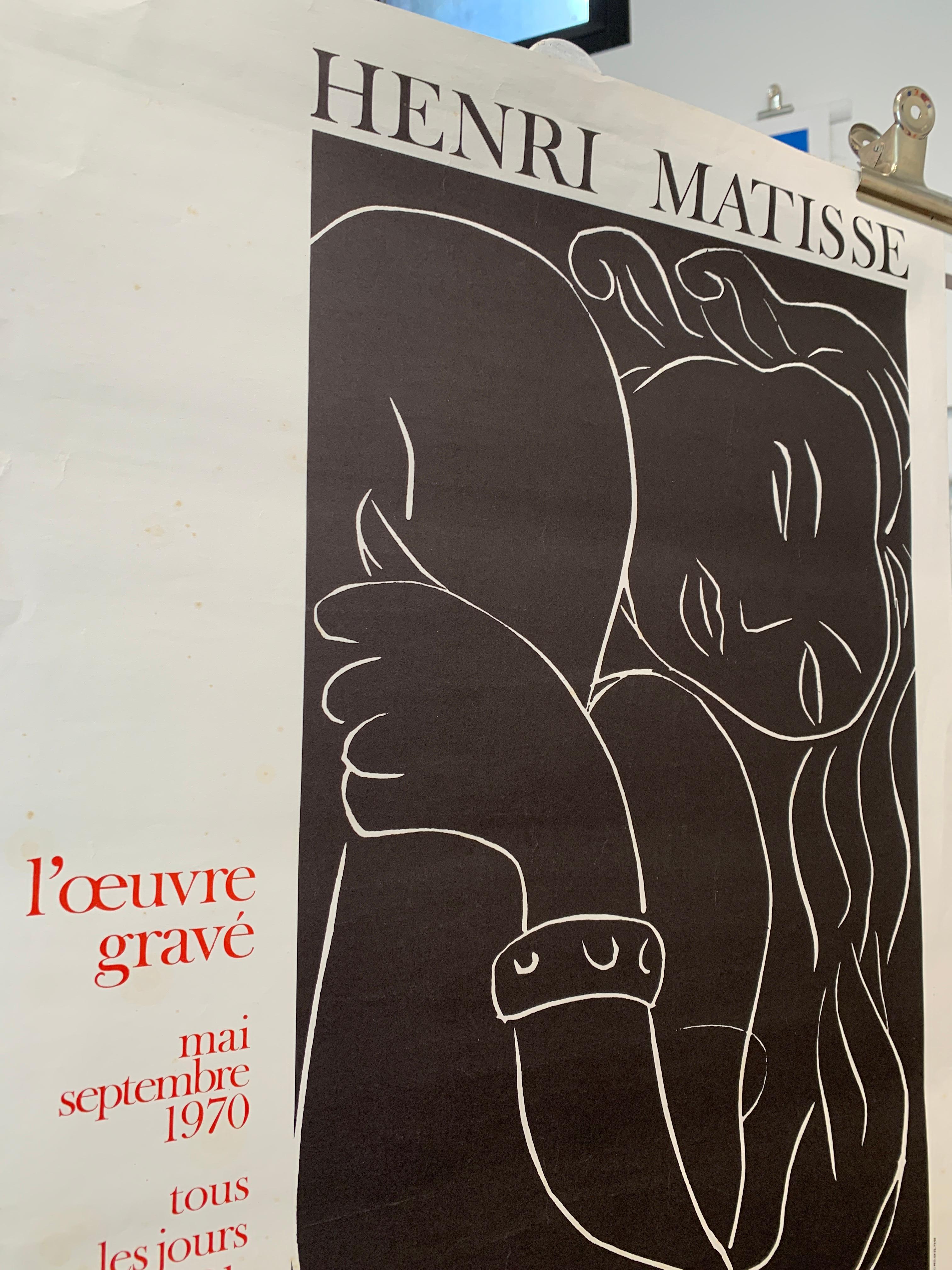 Affiche d'origine d'exposition vintage, Henri Matisse, « BIBLIOTHEQUE NATIONALE », 1970 Bon état - En vente à Melbourne, Victoria