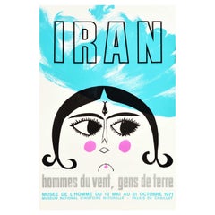 Original Vintage Exhibition Poster Iran People Of The Wind & Earth Museum Of Man