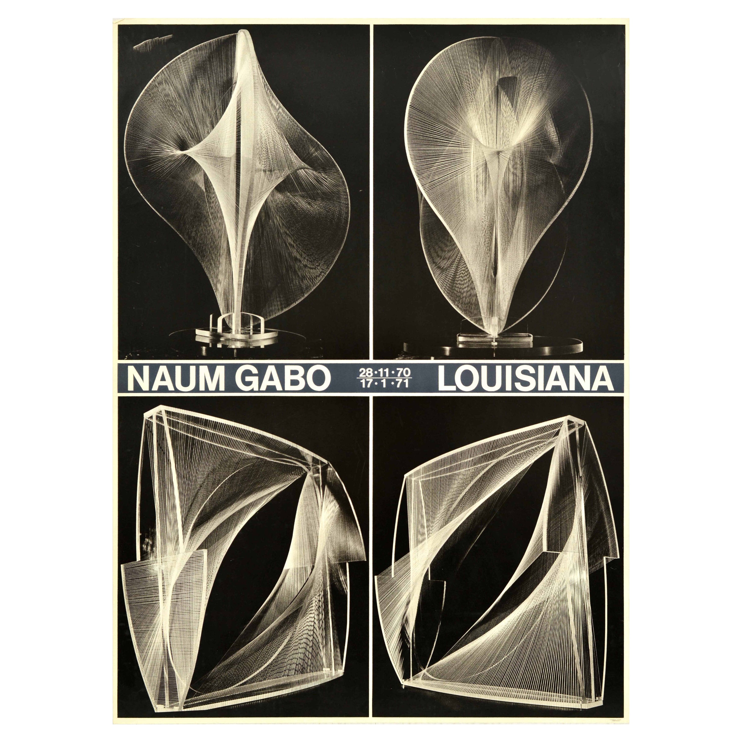 Original-Vintage-Ausstellungsplakat Naum Gabo Louisiana, 1970, 1971, abstraktes Design im Angebot