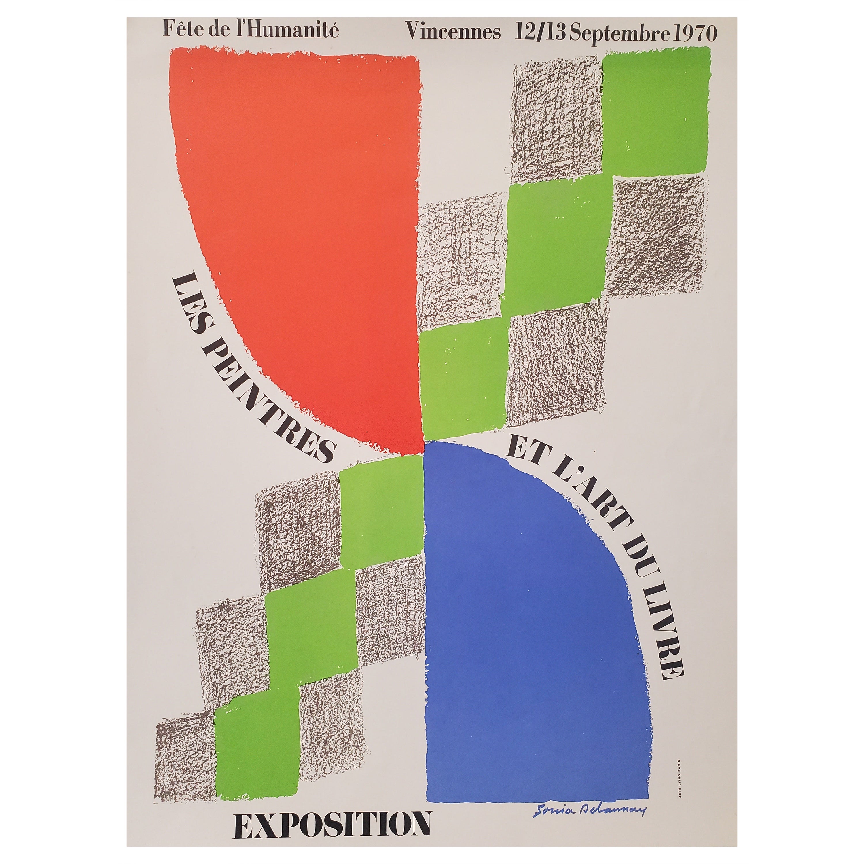 Affiche d'origine d'exposition vintage, Sonia Delaunay « Les Peintres et Lart », 1970