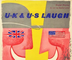 Original Vintage Exhibition Poster UK & US Laugh British & American Humorous Art