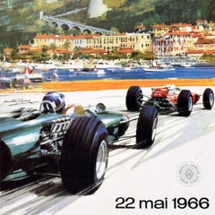 Original Vintage F1 Motorsport Poster Monaco Grand Prix 1966 Formula One Race