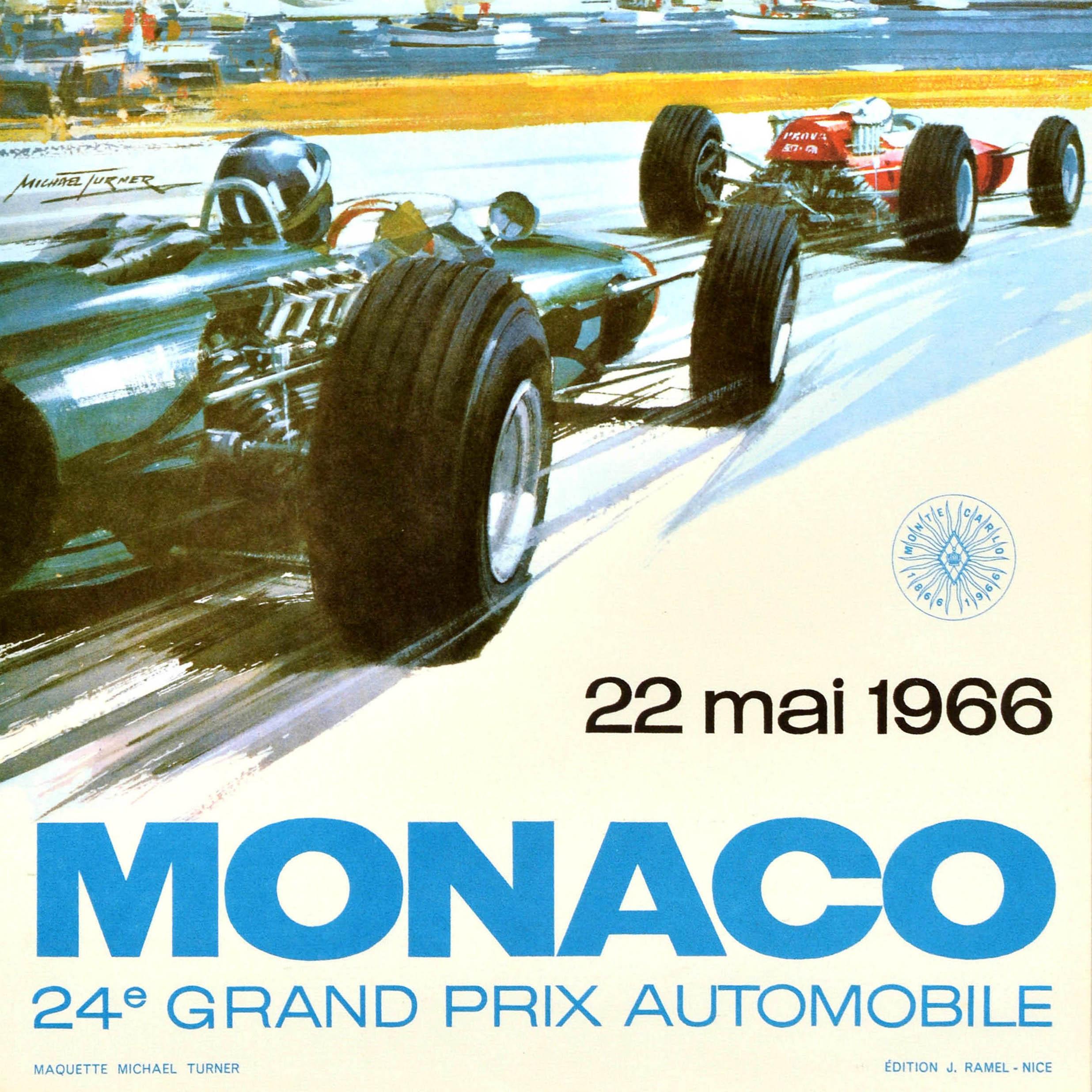 Original Vintage F1 Motorsport Poster  Monaco Grand Prix 1966 Formula One Race In Excellent Condition In London, GB