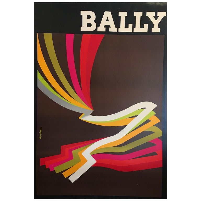 Original Vintage Fashion Advertising Poster, Bally Kinetic Man, 1981 by  AURIAC For Sale at 1stDibs