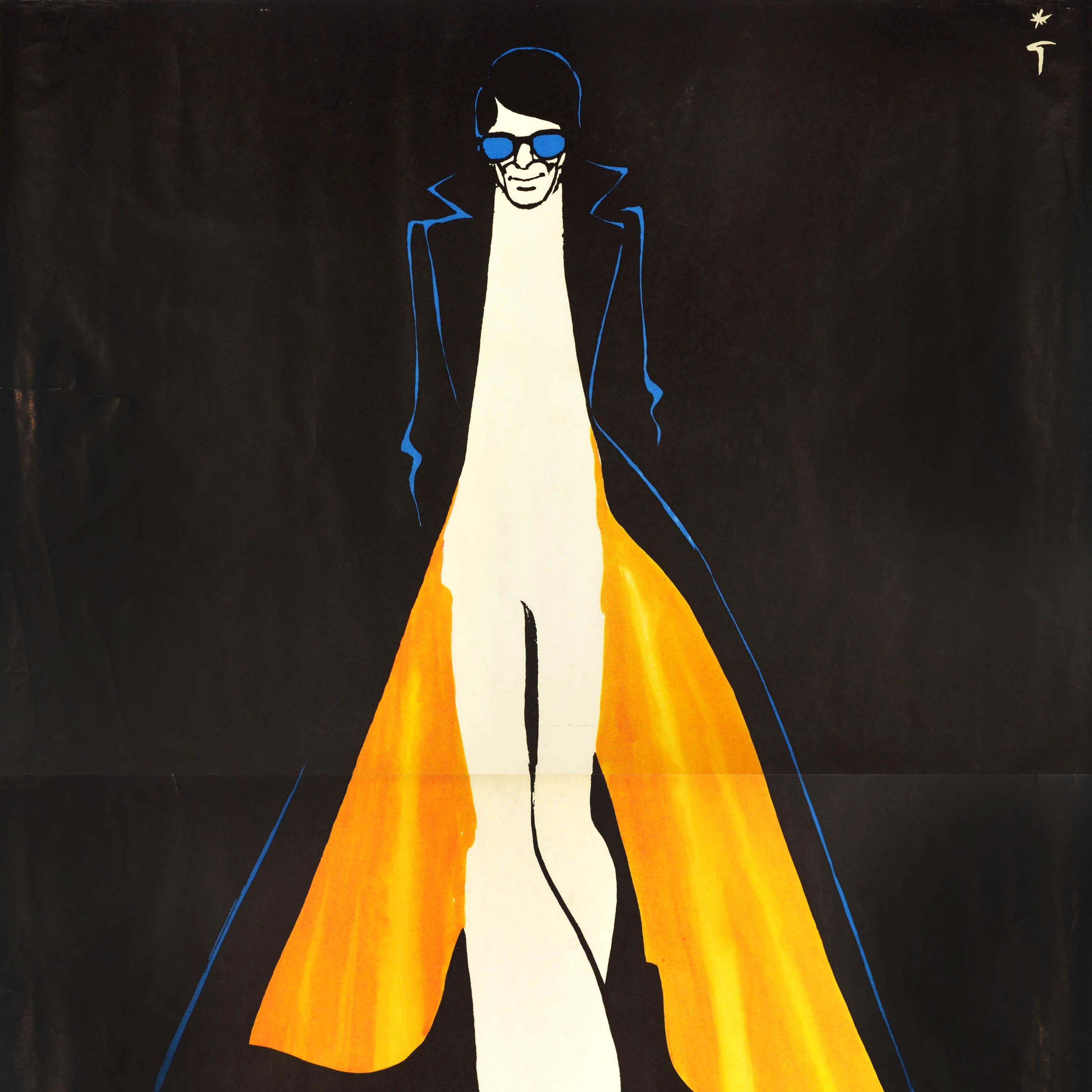 Italian Original Vintage Fashion Advertising Poster Bemberg Coat Rene Gruau Design Style For Sale