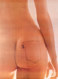 Original-Vintage-Mode-Werbeplakat: Levi's Jeans, Denim, Nude, Ida Van Bladel
