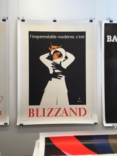 Original Vintage Fashion Poster, 'Impermeable Moderne Blizzand' by Rene Gruau