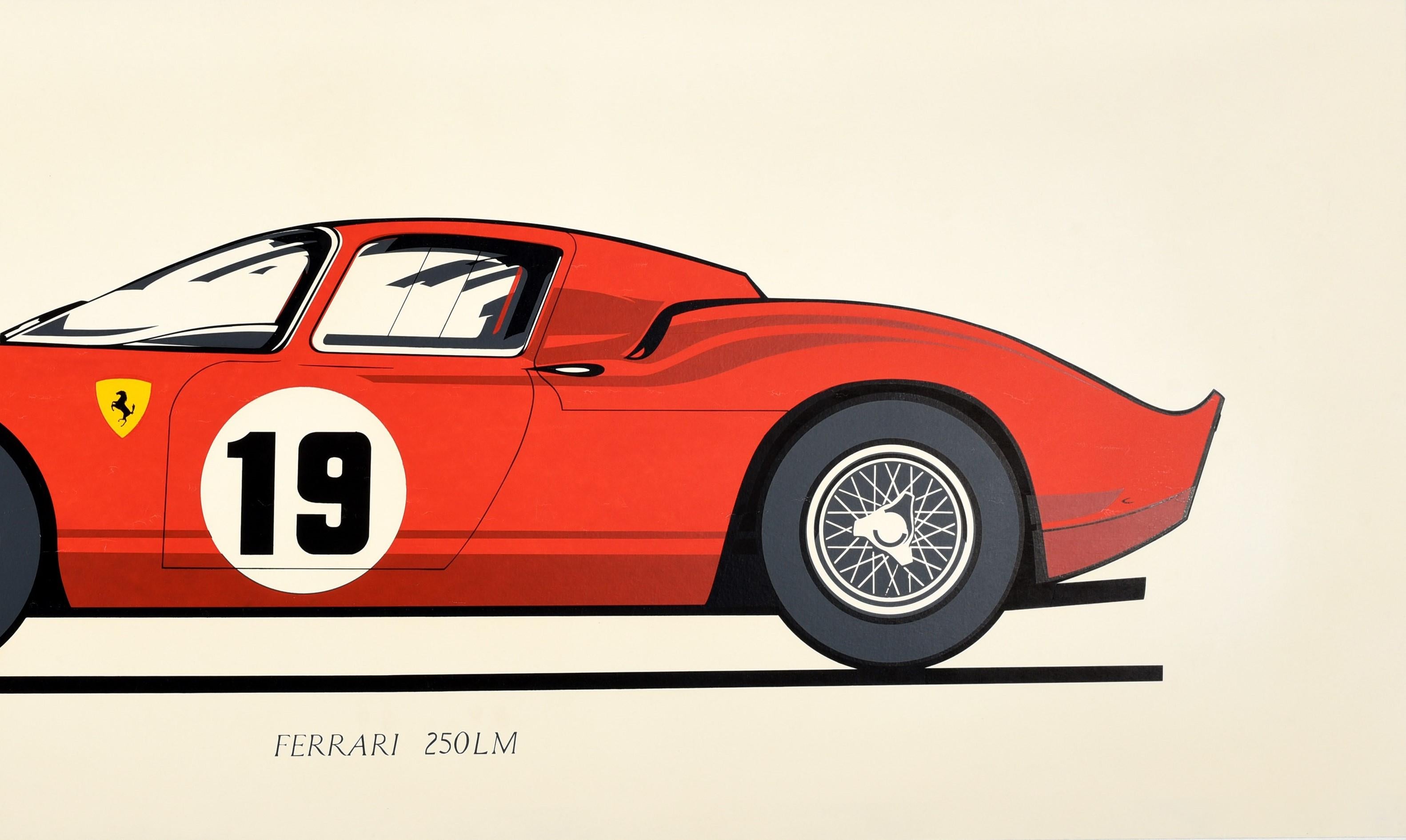 Original Vintage Ferrari 250LM Sports Car Advertising Poster Paris Motor Show In Good Condition In London, GB