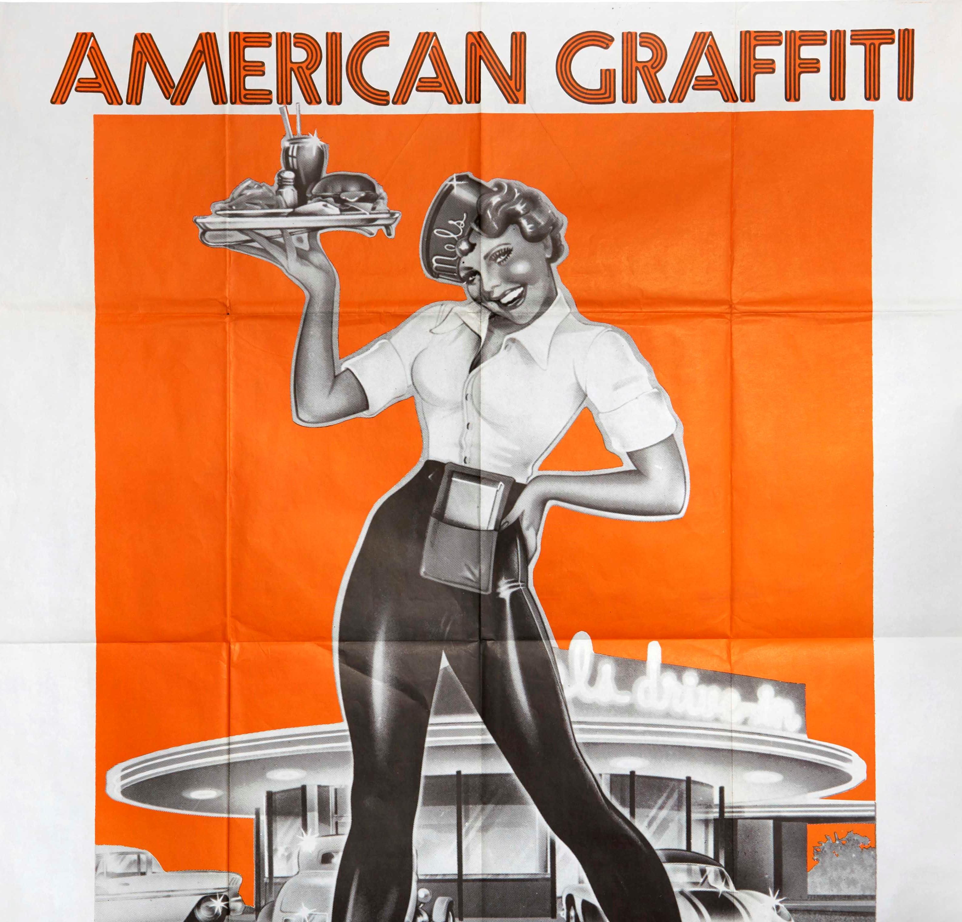 Américain Affiche vintage d'origine du film American Graffiti, George Lucas, Francis Ford Coppola