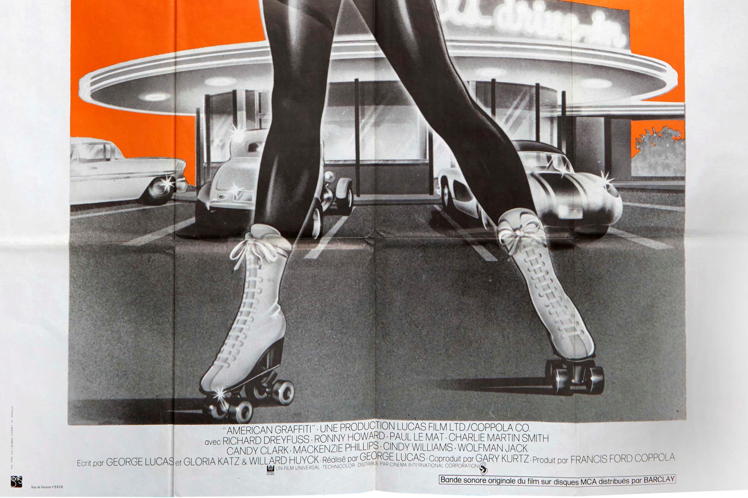 Affiche vintage d'origine du film American Graffiti, George Lucas, Francis Ford Coppola Bon état à London, GB