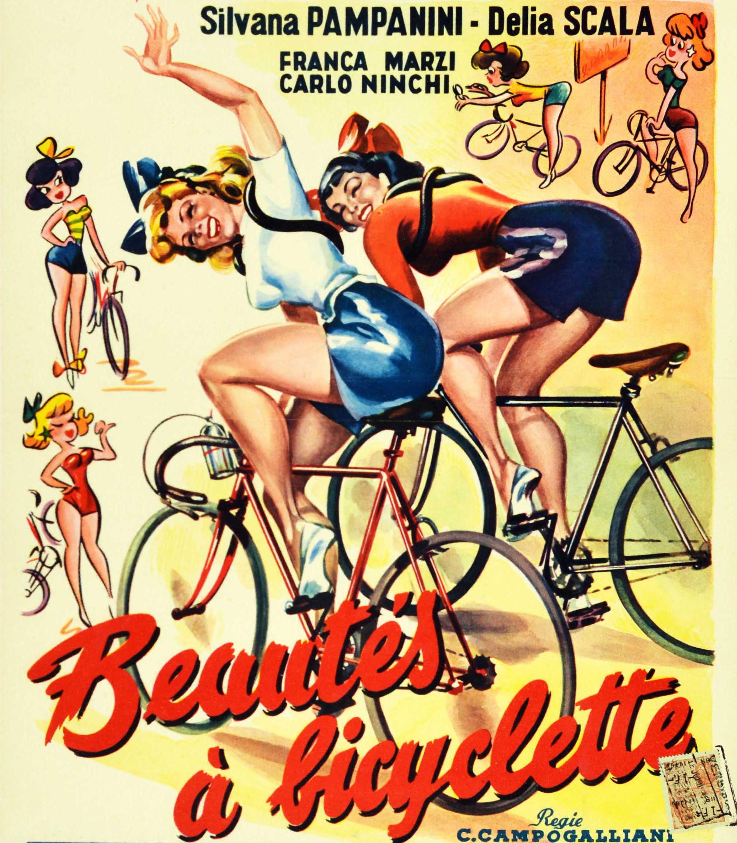Original Vintage Film Poster Beautes A Bicyclette Bicycle Beauties Comedy Movie In Good Condition For Sale In London, GB