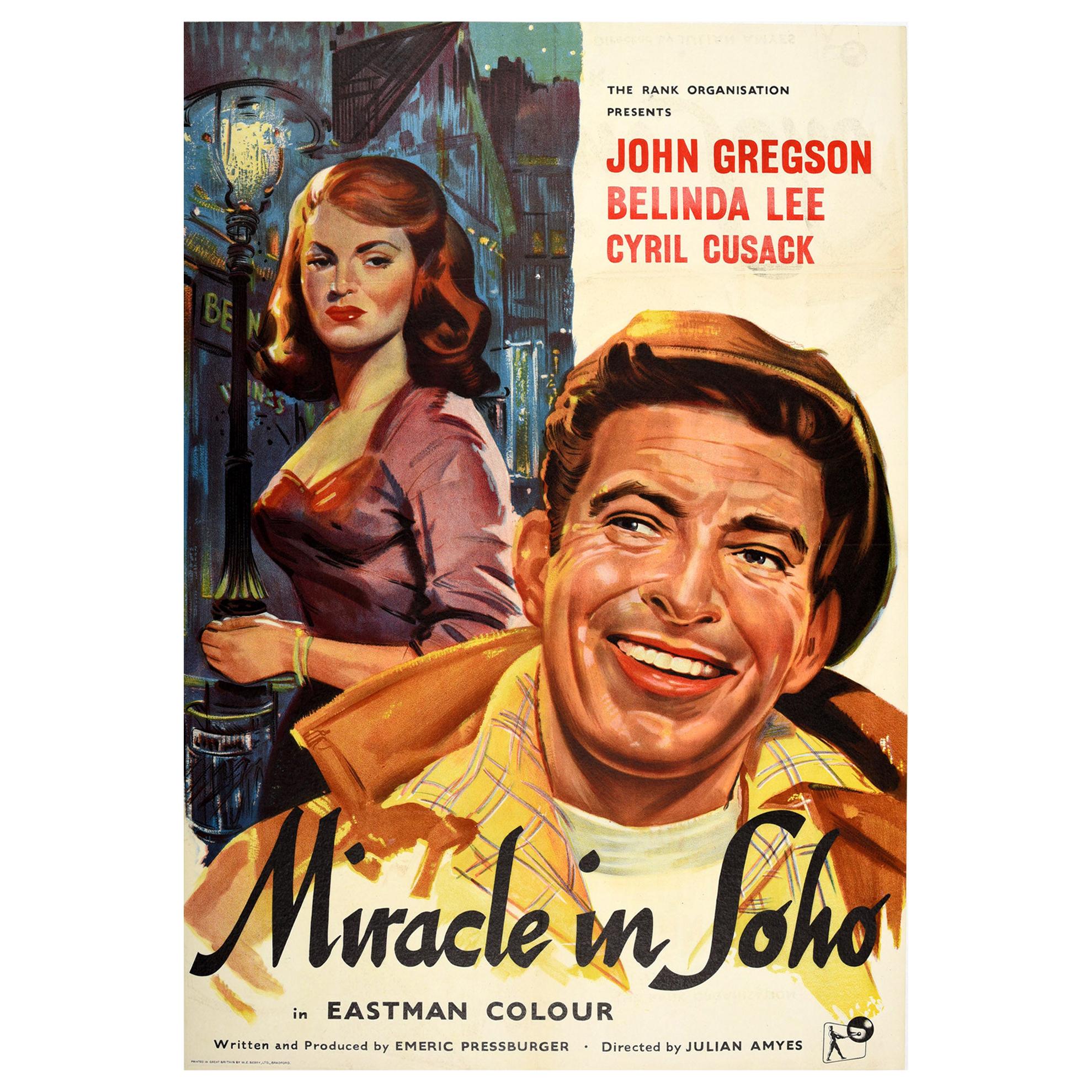 Original Vintage Film Poster For Miracle In Soho London Romantic Drama Movie Art