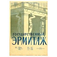 Original Vintage Film Poster Hermitage Museum St Petersburg Russia Atlas Portico