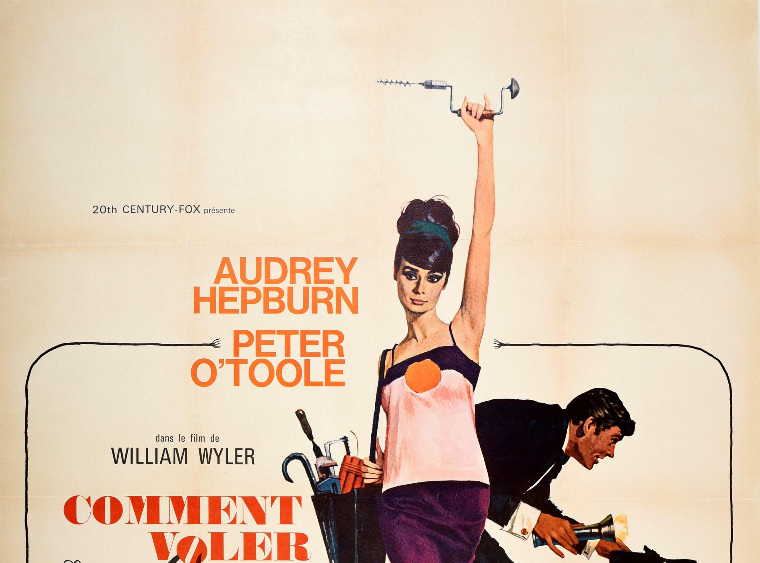 Original vintage movie poster for the French release of the romantic crime comedy - How To Steal a Million / Comment Voler Un Million De Dollars - directed by William Wyler and starring Audrey Hepburn and Peter O'Toole with Eli Wallach, Hugh