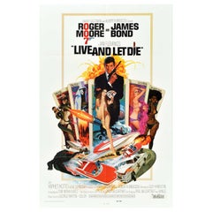 Original Vintage-Filmplakat James Bond Live And Let Die Roger Moore 007, Film