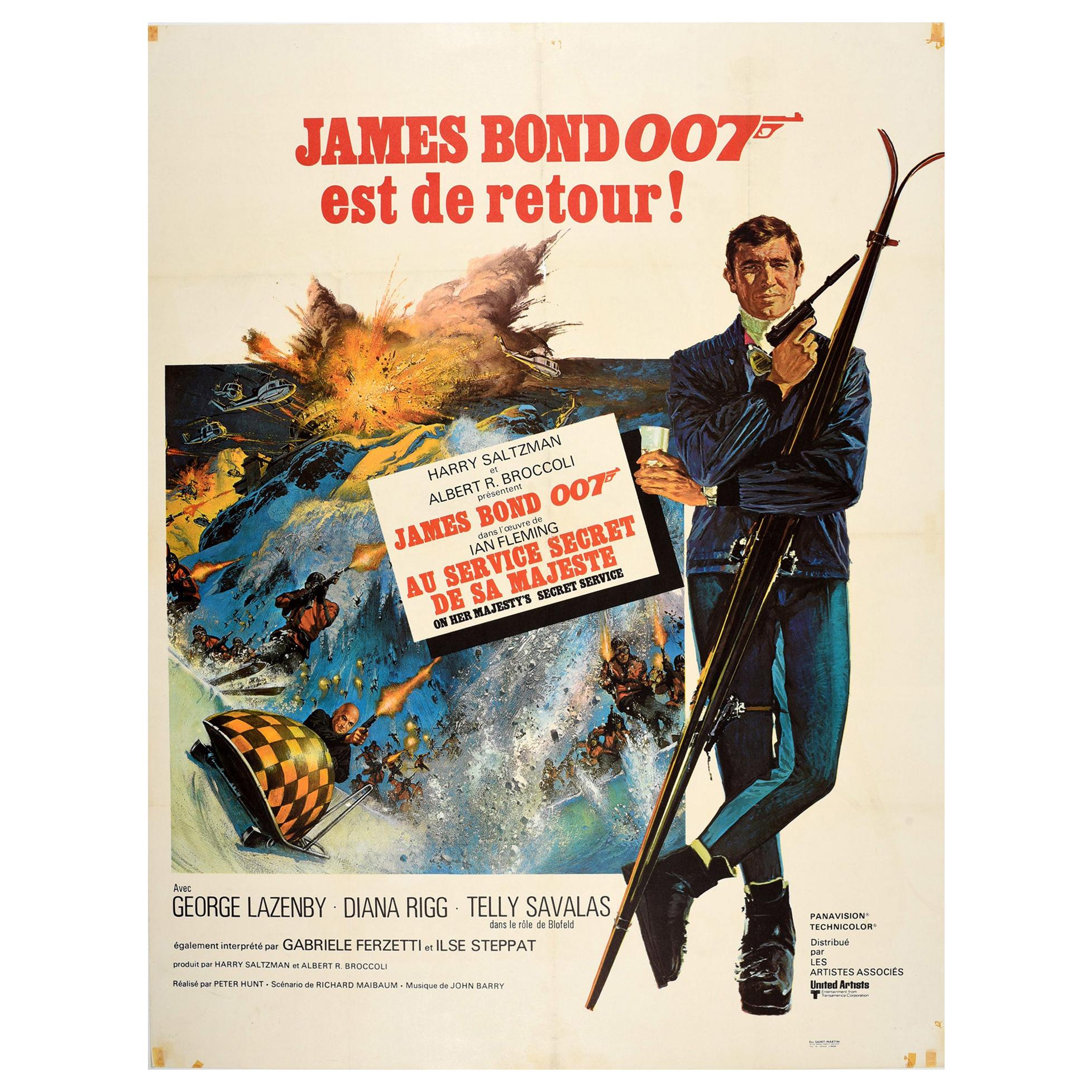 Original Vintage Film Poster James Bond On Her Majesty's Secret Service 007 Skis