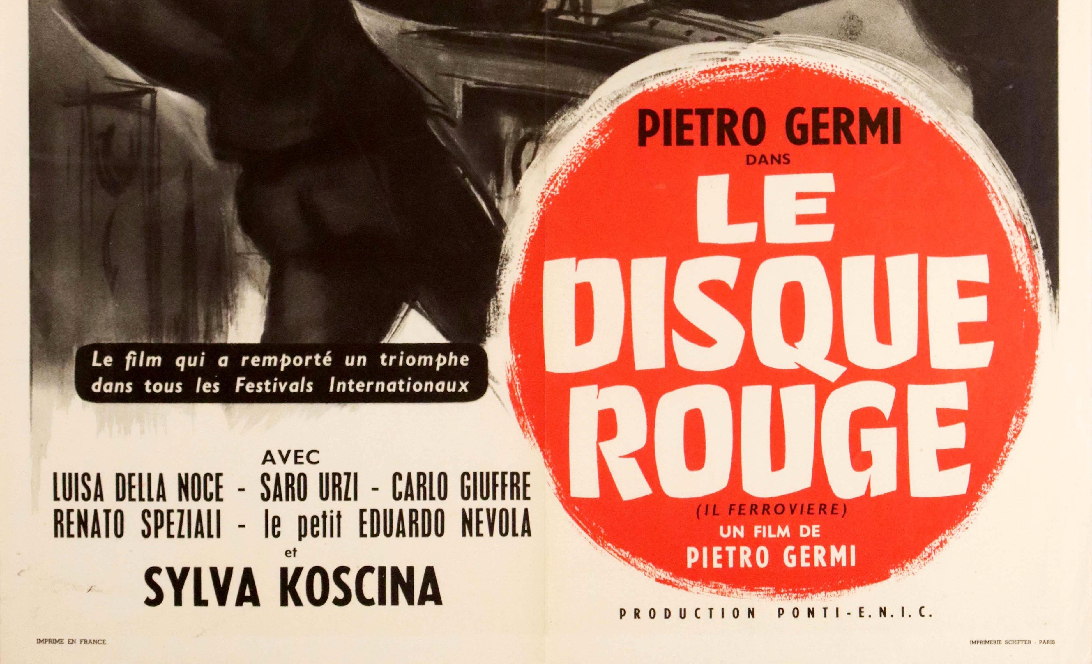 Français Affiche vintage d'origine du film Le Disque Rouge Man Of Iron (L'homme du fer), Train, Art du film en vente