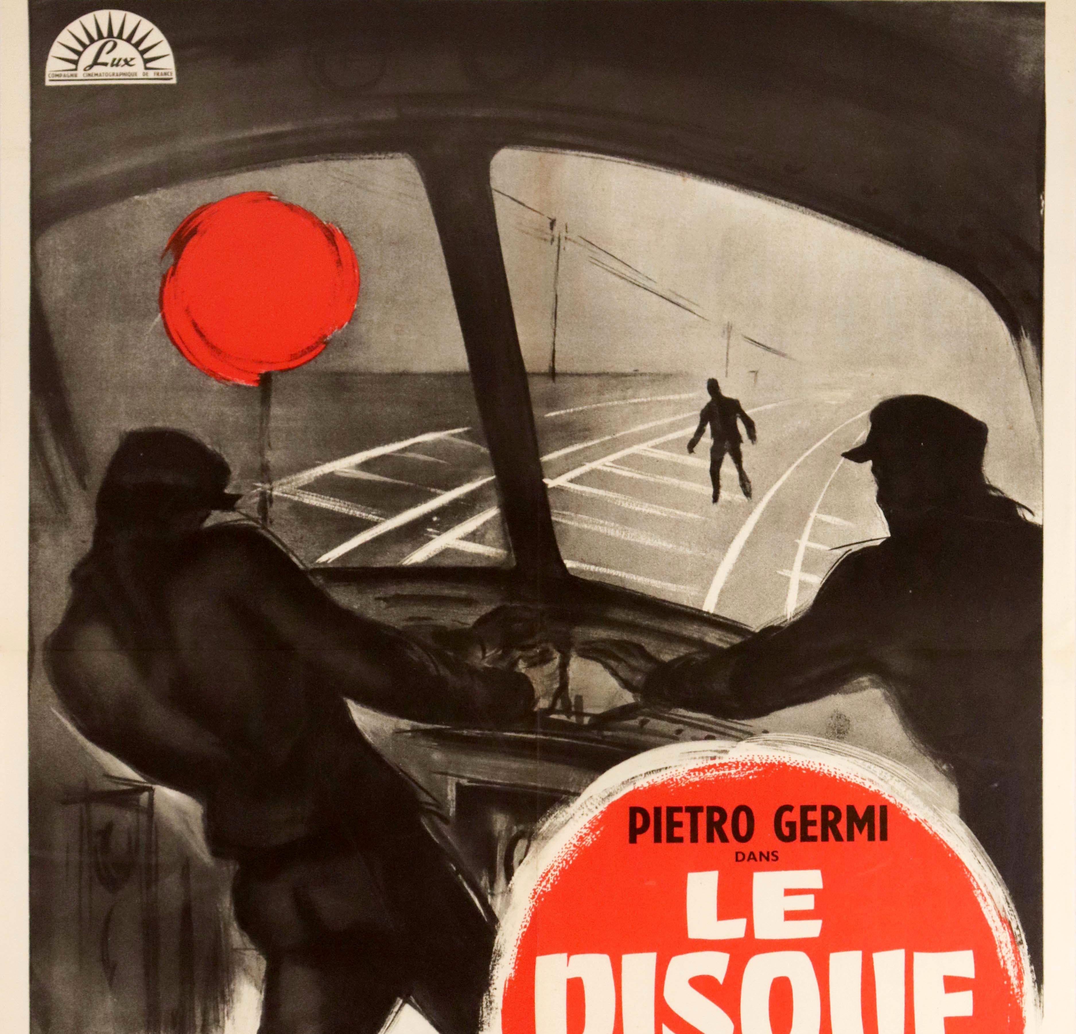 French Original Vintage Film Poster Le Disque Rouge Man Of Iron Railway Train Movie Art For Sale