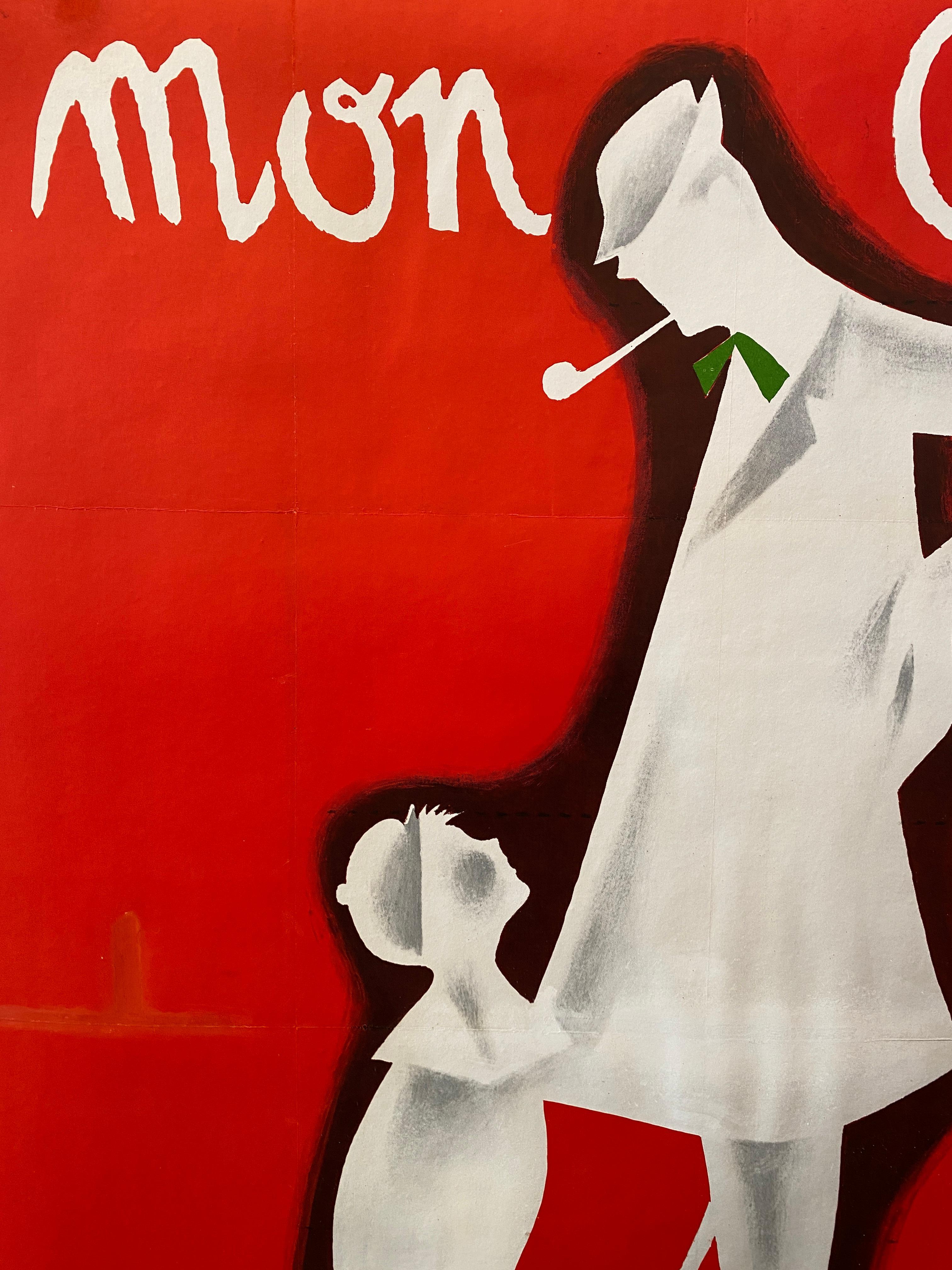 Original vintage film poster, Mon Oncle by Jacques Tati 1959

A bumbling Monsieur Hulot (Jacques Tati) loves his top-floor apartment in a France. He cannot fathom why his sister’s family has moved to the suburbs. Their house is an ultra-modern