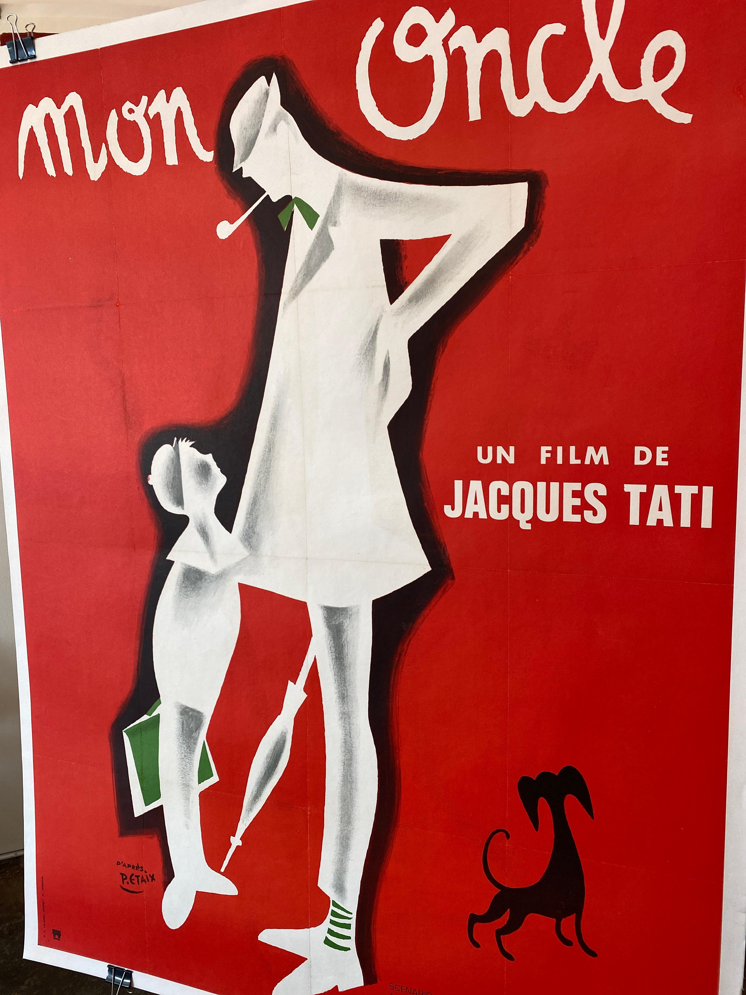 Milieu du XXe siècle Affiche vintage originale du film Mon Oncle with Jacques Tati 1959