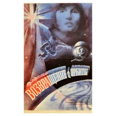 Original-Vintage-Filmplakat „ Return From Orbit“, UdSSR, SciFi-Raumteiler, Reise, Film, Kunst