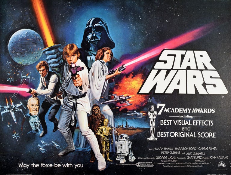 Original Vintage Film Poster Star Wars May The Force Be With You Oscars UK  Quad at 1stDibs | star wars original film poster, star wars film posters,  original star wars movie poster