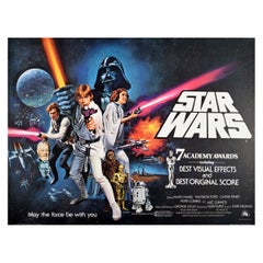 Original Vintage Film Poster Star Wars May The Force Be With You Oscars UK Quad
