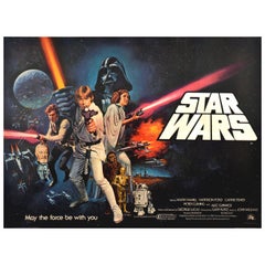 Original Vintage Film Poster Star Wars UK Quad Erste Veröffentlichung Pre Oscars Design