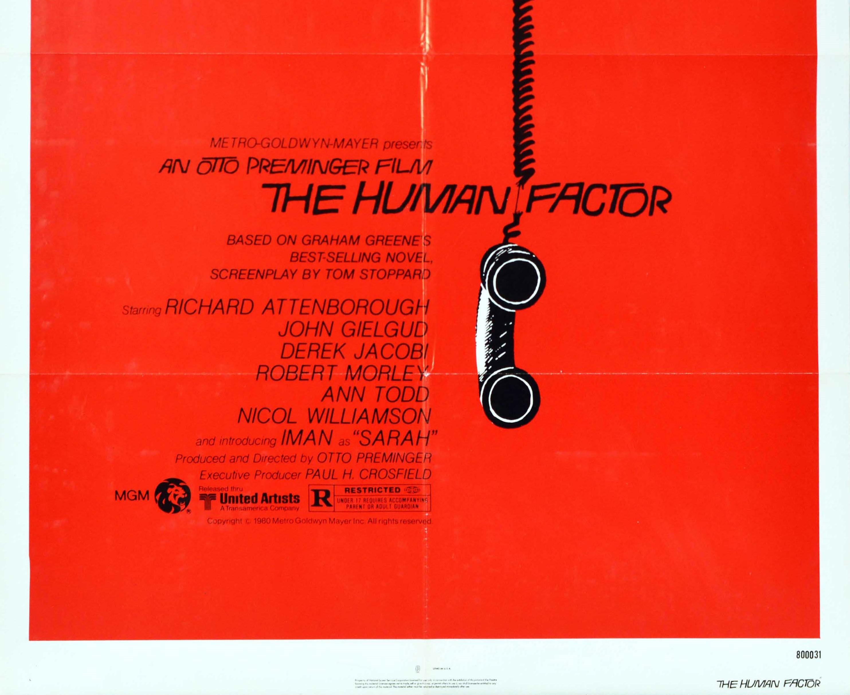 Américain Affiche vintage originale du film The Human Factor Graham Greene Otto Preminger en vente