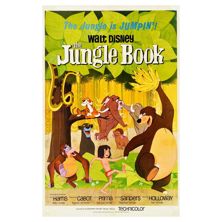 Original Vintage Film Poster The Jungle Book Walt Disney Mowgli Animated  Movie