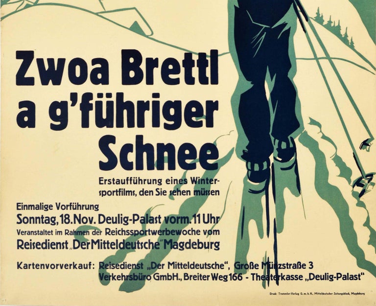 Original Vintage Film Poster Two Boards With Good Snow Skiing Winter