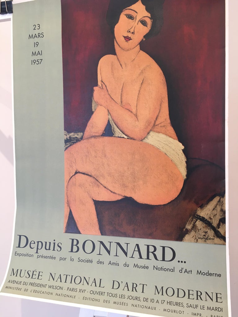 Original vintage Fine art exhibition poster MODIGLIANI DEPUIS BONNARD, 1957

This is an original vintage poster from 1957 

Artist
Modigliani

Year
1957

Dimensions
73 x 51.5 cm

Format
Un-linen backed

Condition
Excellent.
   