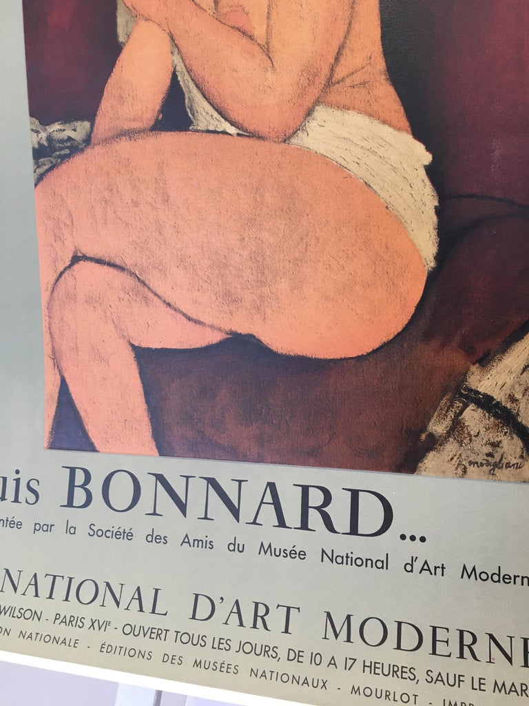 Original Vintage Fine Art Exhibition Poster MODIGLIANI DEPUIS BONNARD, 1957 In Excellent Condition For Sale In Melbourne, Victoria
