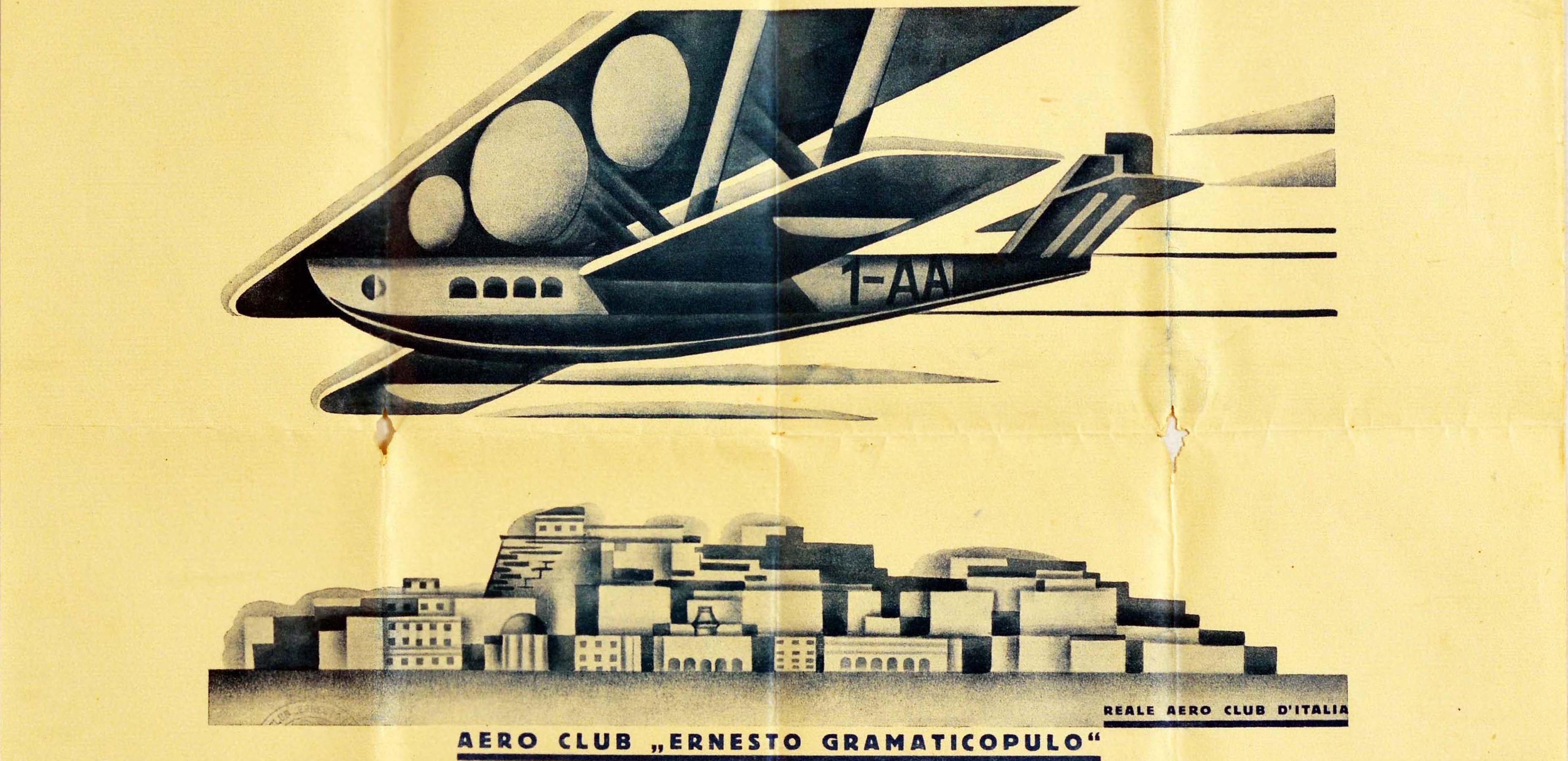 Original Vintage-Flugzertifikat des Aero Club Ernesto Gramaticopulo Futurismus (Italienisch) im Angebot