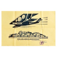 Original Vintage Flight Certificate Aero Club Ernesto Gramaticopulo Futurism Art