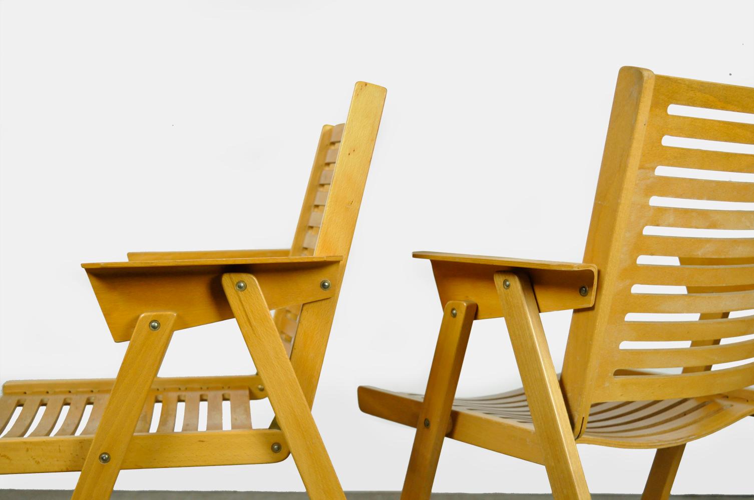 Original vintage foldable dining chairs by Niko Kralj (1920-2013) for Stol, 1950 In Good Condition For Sale In Denventer, NL