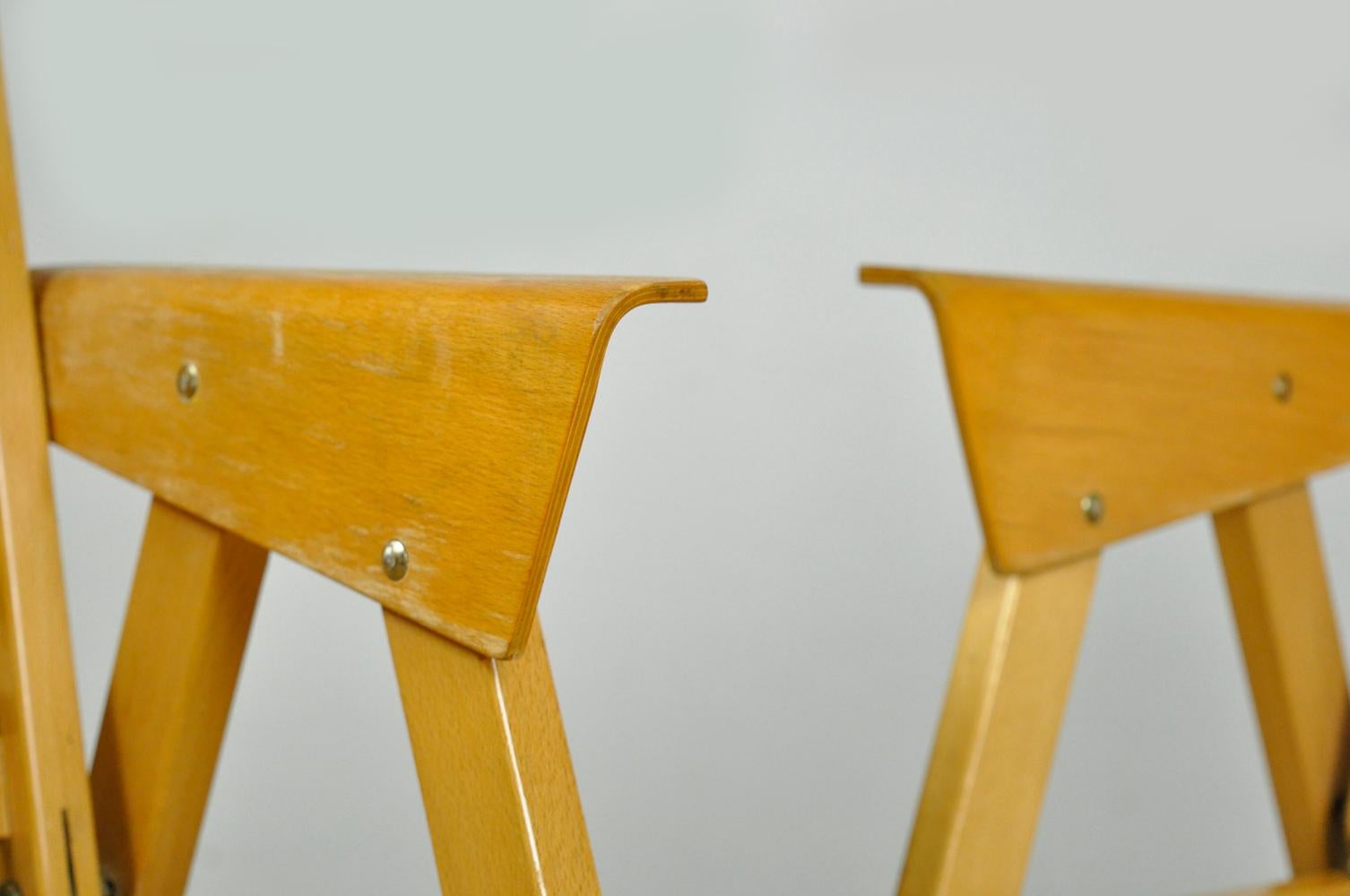 Beech Original vintage foldable dining chairs by Niko Kralj (1920-2013) for Stol, 1950 For Sale