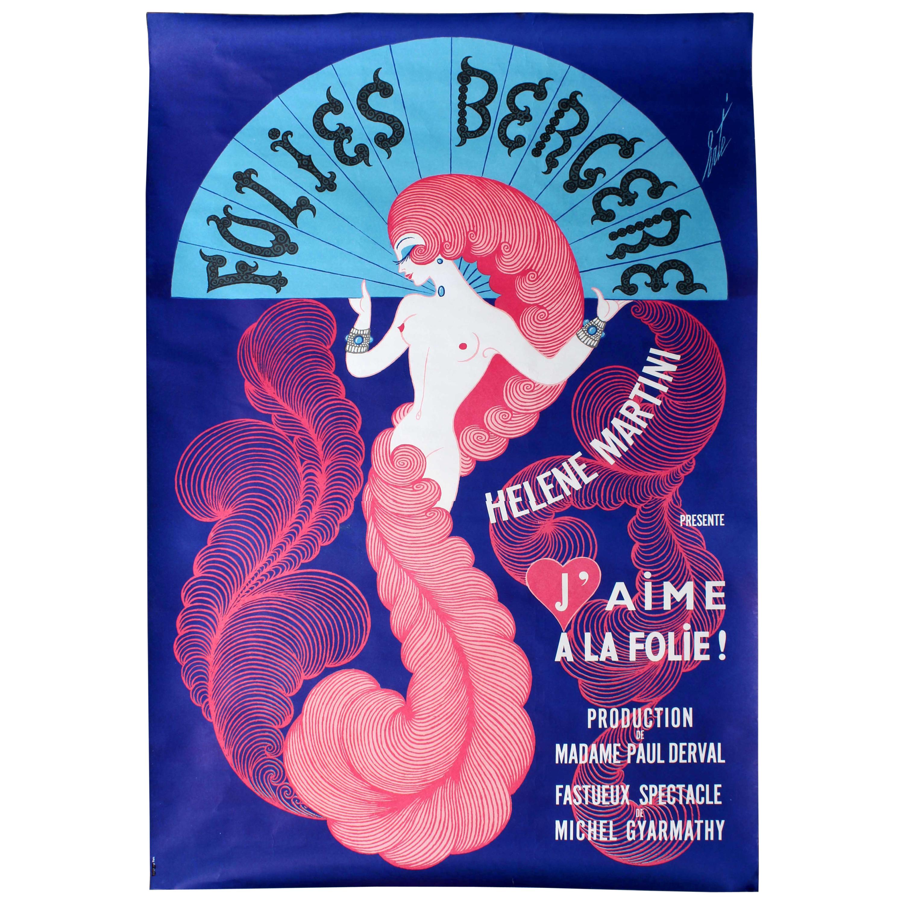 Original Vintage Folies Bergere Poster by Erte Helene Martini Cabaret Show Paris