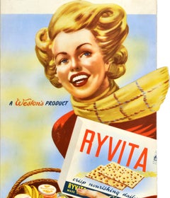 Original Vintage Food Advertising Cut-Out Stand Get Ryvita Today Westons Bread