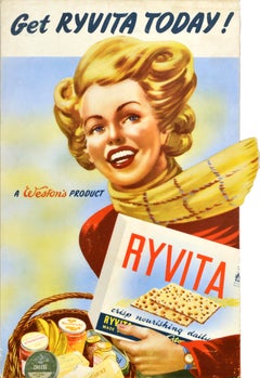 Original Vintage Food Advertising Cut-Out Stand Get Ryvita Today Westons Bread