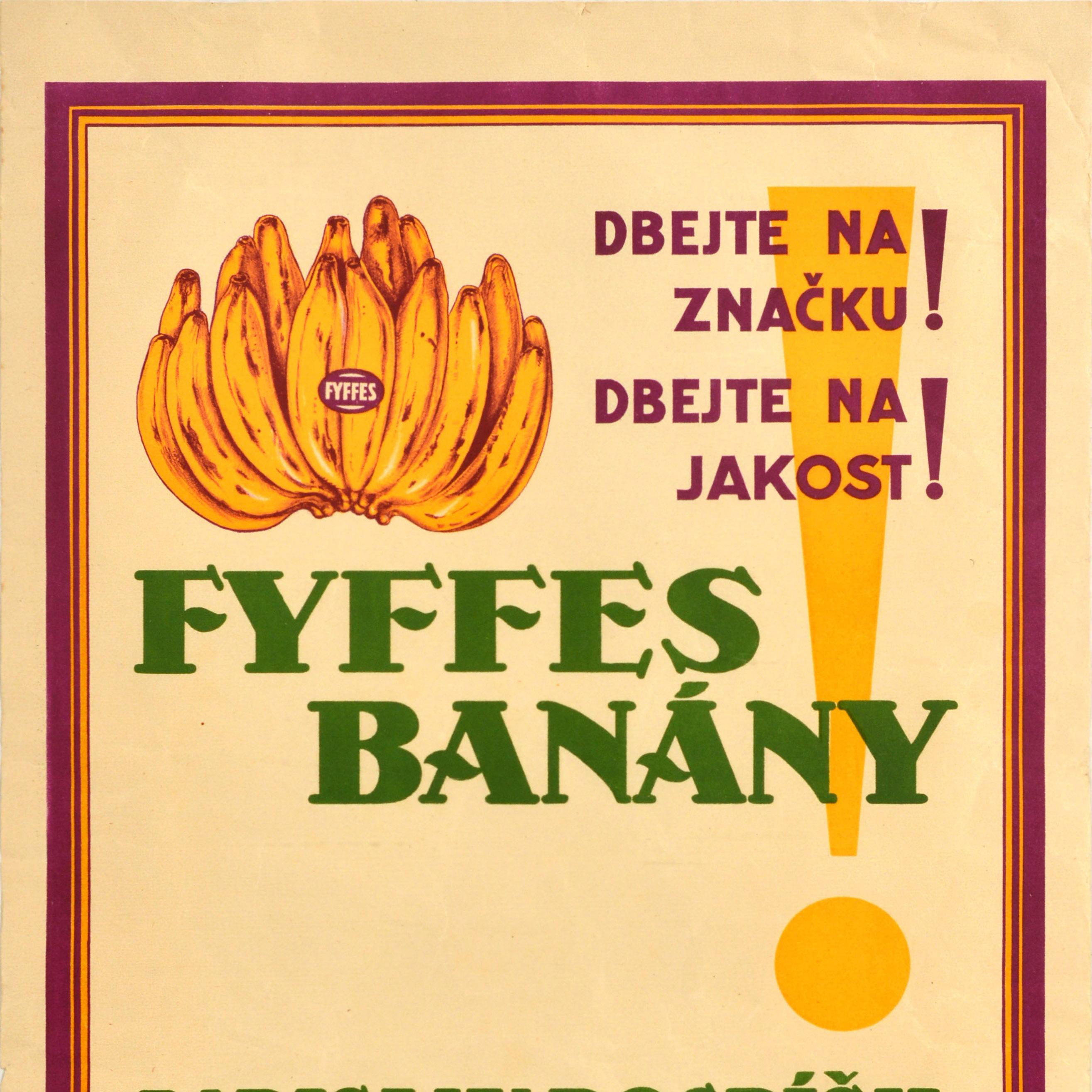 Ceco Poster pubblicitario originale d'epoca per il cibo Fyffes Bananas, marchio di frutta di qualità in vendita