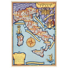 Original Vintage Essen und Trinken Werbung Poster Gastronomische Italien Karte Zimelli