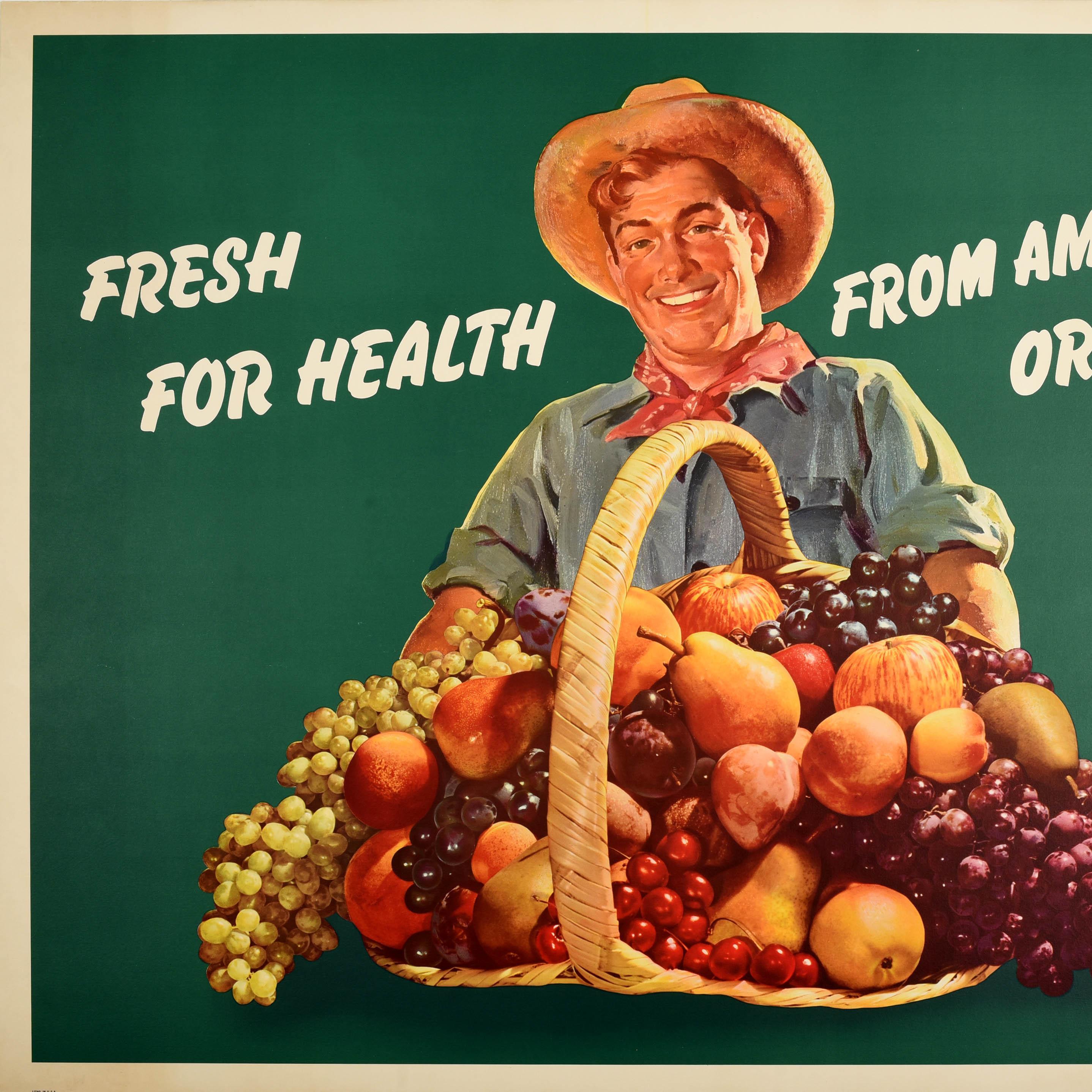Original Vintage-Vintage-Getränkeplakat „Süß für die Gesundheit“ aus Amerikas Obstgärten, USA (amerikanisch) im Angebot