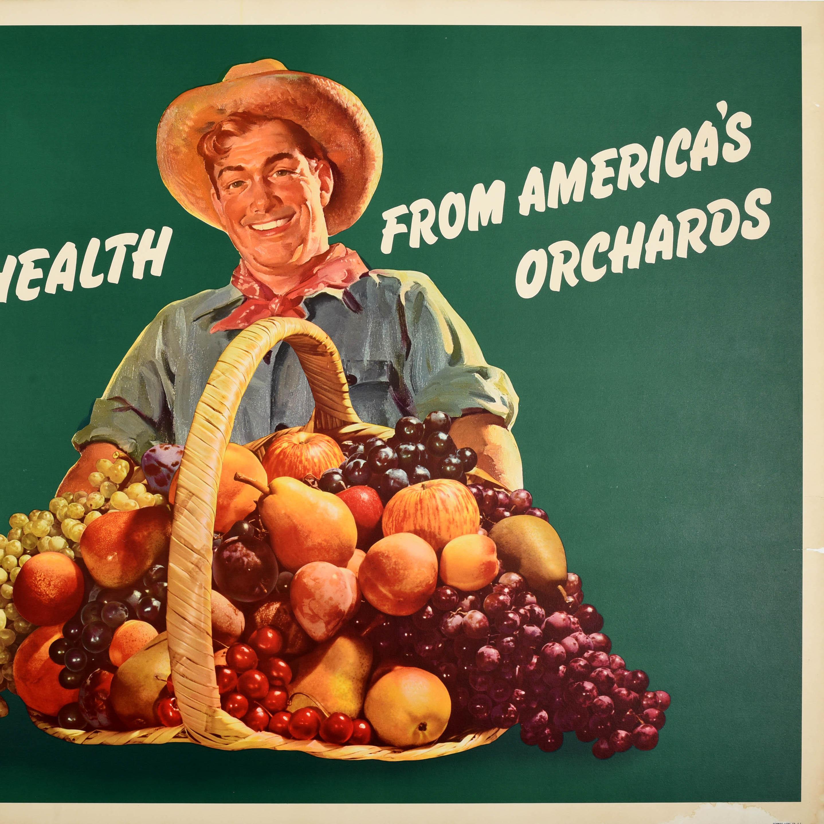Original Vintage-Vintage-Getränkeplakat „Süß für die Gesundheit“ aus Amerikas Obstgärten, USA im Zustand „Gut“ im Angebot in London, GB