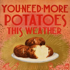 Original Vintage Food Poster You Need More Potatoes This Weather Claude Atkinson