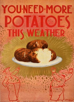 Original Vintage Food Poster You Need More Potatoes This Weather Claude Atkinson