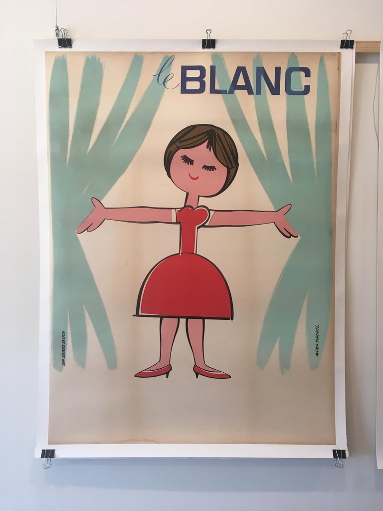 Original vintage French advertising poster, 'Le Blanc', 1950s.

This is an original vintage advertising poster for fresh white linen, ''Le Blanc