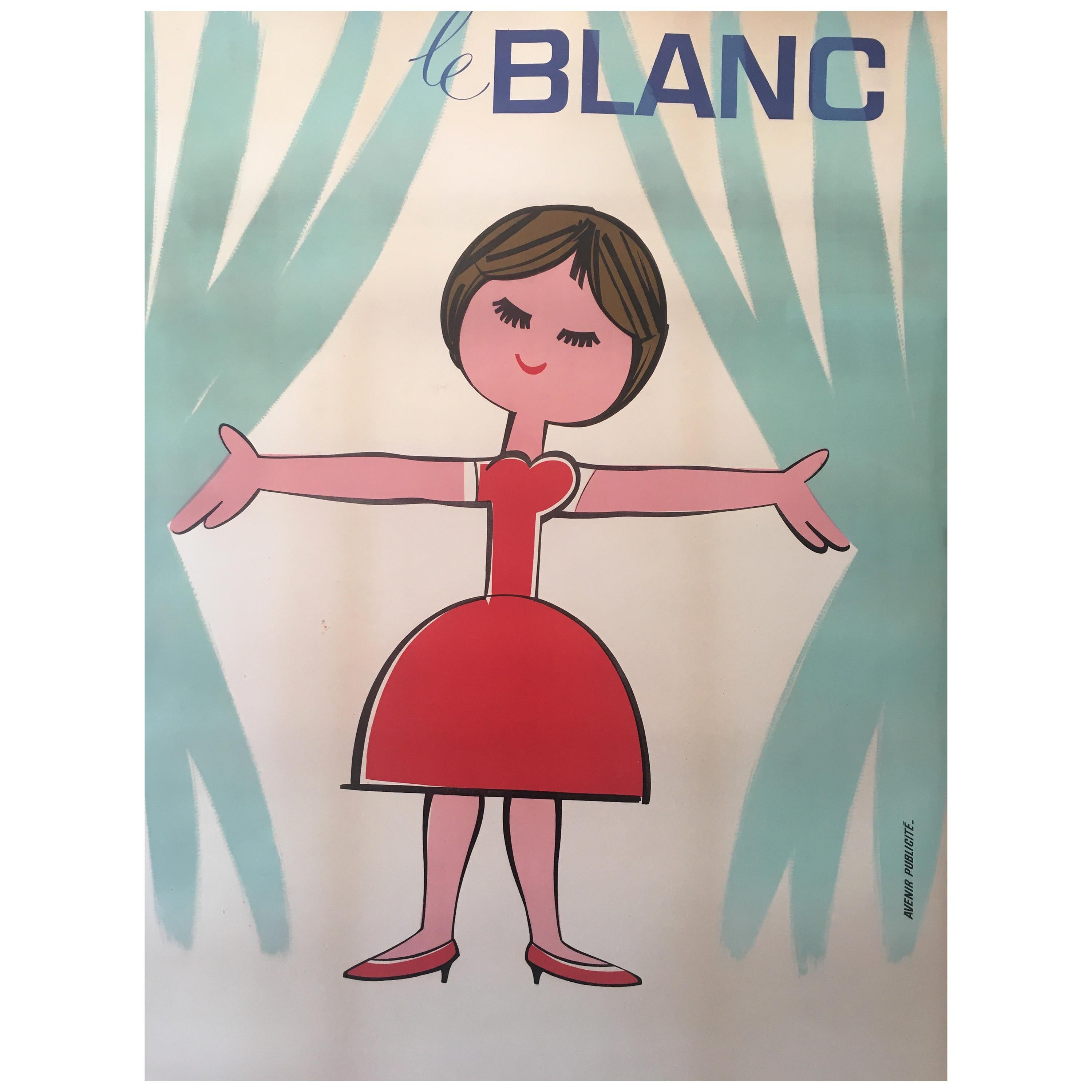 Original Vintage French 1950s Advertising Poster, 'Le Blanc'
