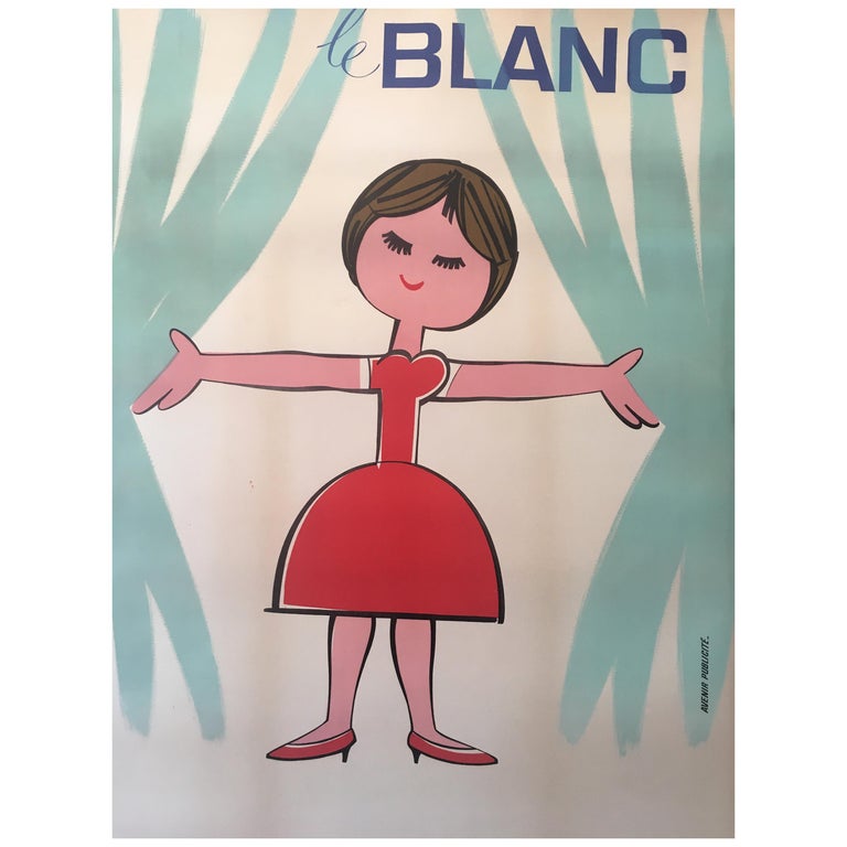 Original Vintage French 1950s Advertising Poster, 'Le Blanc' For Sale